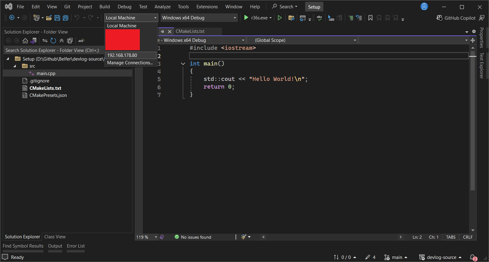 Visual Studio Remote Connection