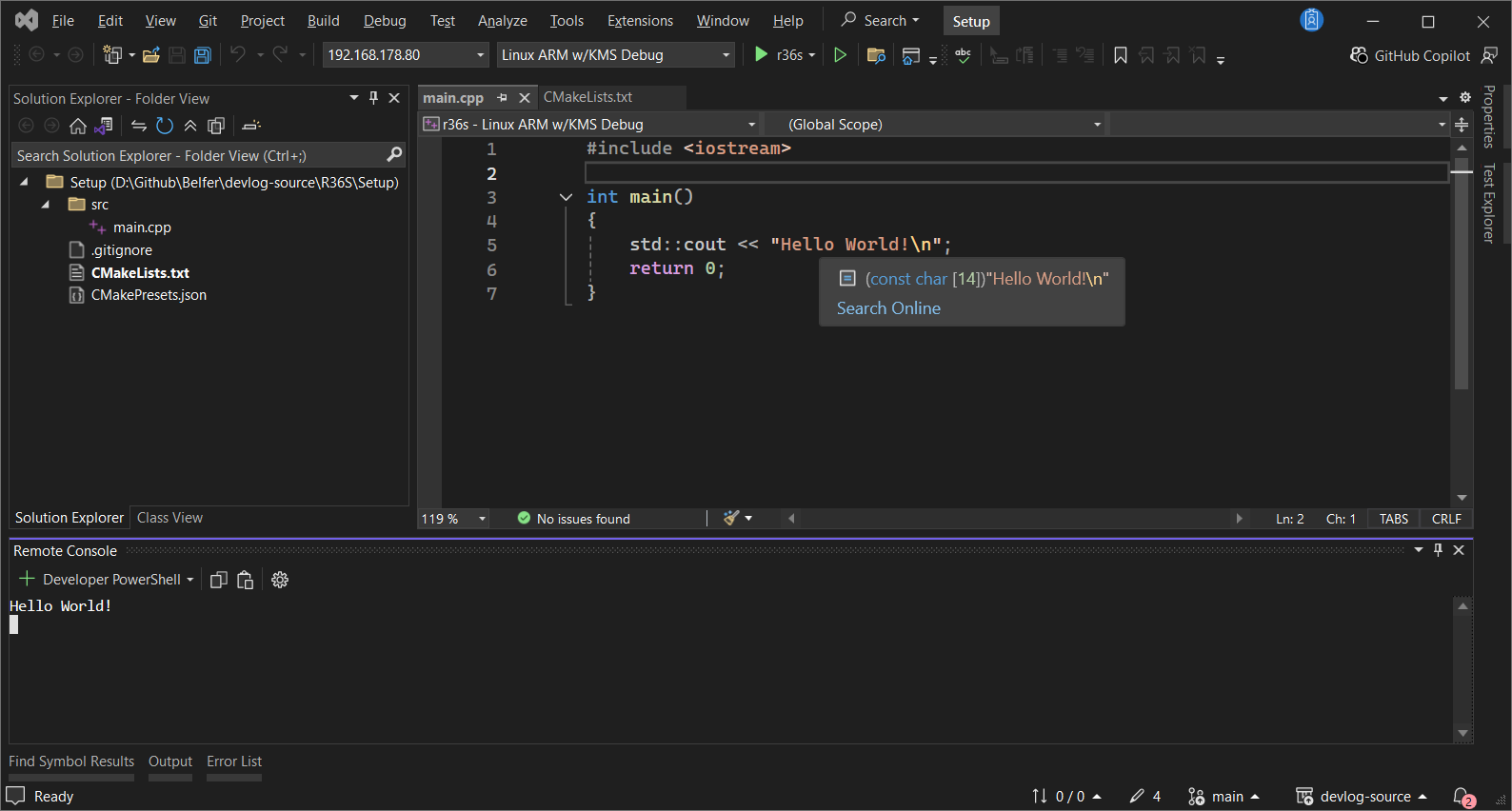 Visual Studio Remote Connection